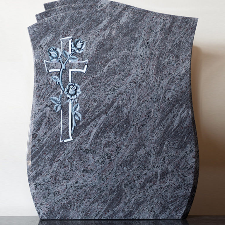 Vizag Blue Granite Serpentine Top Upright Headstone Monument